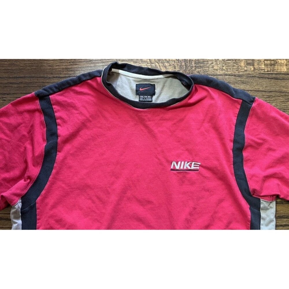 Vintage Nike 90s Red Cotton T-Shirt Men’s XXL Swoosh Logo Black Gray Trim Y2K - Picture 4 of 15
